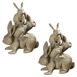 Design Toscano Bunched Bunnies Cast Iron Statue, Bronze
