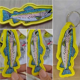 Trout Salmon Fishing Keychain Gifts, Rainbow Trout Fish Key Chain Bag Charm For Men Backpacks, Cool Fishing Keychains Tags Cute Stuff Funny For Fisherman Dad Boyfriend Organizer Car Accessories