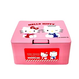 Can do Hellow Kitty One Push One Touch - Caja de cosméticos con tapa tipo abierto de 4.2 x 3.5 x 2 pulgadas, multicolor, japonés, rosa coral, Rosado, Estuche pequeño