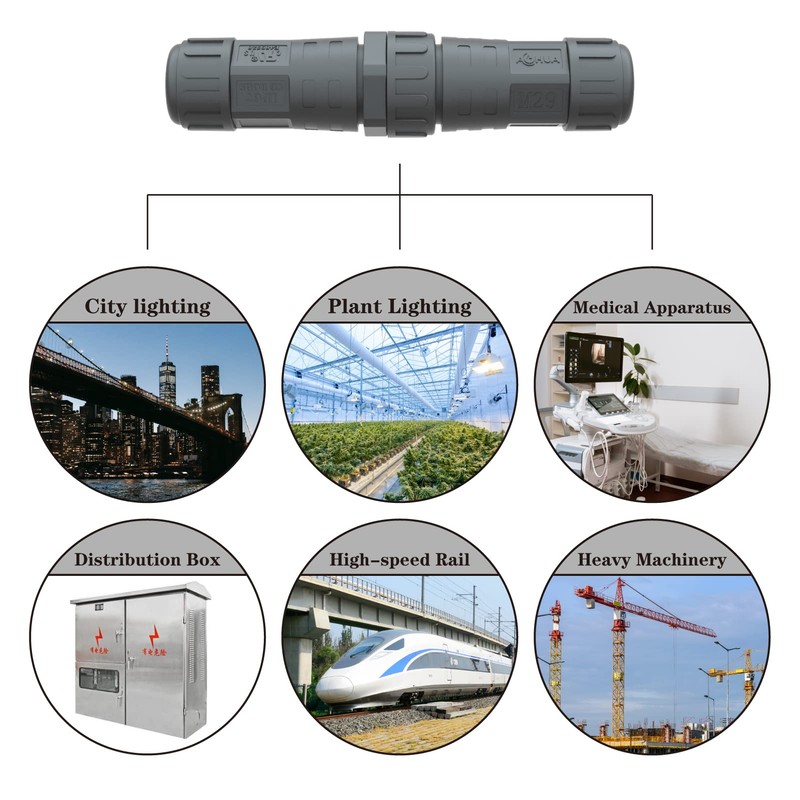 AOHUA Waterproof Connector IP68 Outdoor Electrical Plug Wire to Wire,