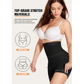 SHAPSHE Body Shaper for Women Tummy Control Butt Lifting Shapewear Shorts High Waisted Seamless Open Crotch Faja Shorts Extra Firm Flat Tummy Waist Slimmer Panties Black Medium