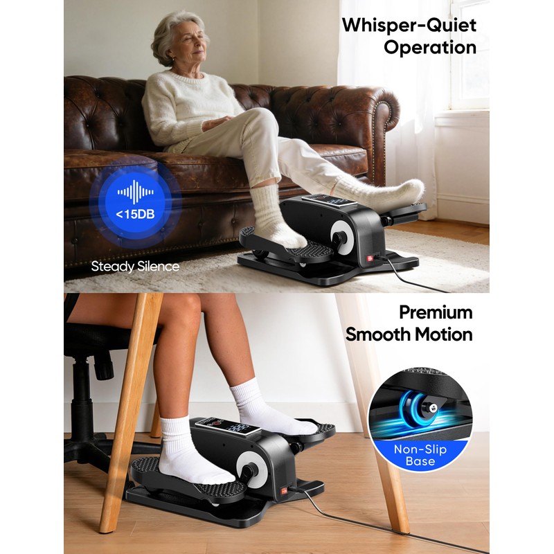 Under Desk Elliptical Machine for Senior, Quiet Motorized Leg Exerciser