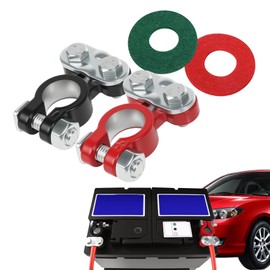 HQRNYP 2PCS Battery Terminals, Car Battery Terminal Connector, Top Post Connectors Clamps with Anti Corrosion Fiber Washers, Auto Accessories Positive and Negative Cable Clamp Ends for Most Vehicles