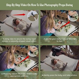 M&G House Newborn Photography Props Swing Prop Wooden Swing Seats Baby Photo Props Wooden Prop Swing Baby Photoshoot Props Newborn Photography Accessory(Wood Color, 4 Wings 6 Red Hearts)