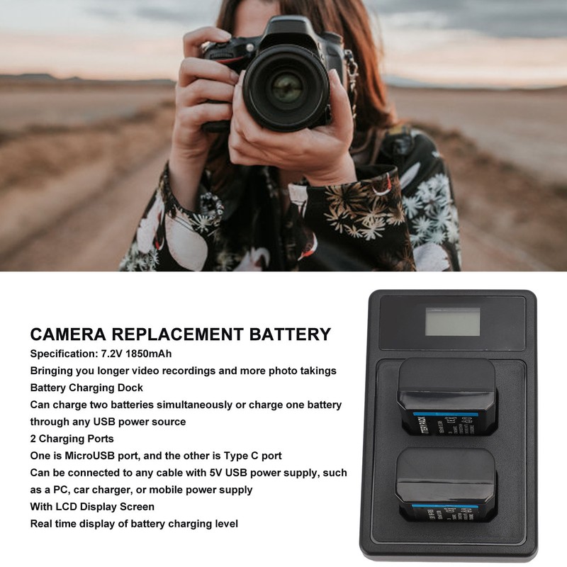 NP FW50 Camera Battery 7.2V 1850mAh with Dual USB LED