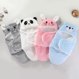 Newborn Baby Character Swaddle Wrap for Fall/Winter Blanket 6M [Total Length approx. 70cm]/[Flr Style Swaddle] Pink Little Rabbit 3ea
