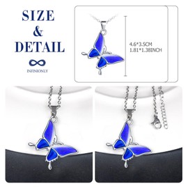 INFINIONLY Fashionable Butterfly Necklace Pendants, Stainless Steel Necklaces for Women and Girl, Creative Jewellery, Women's and Men's Necklace, Pendant's Colour Changes with Temperature