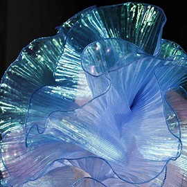 1 Yard Organza Ruffled Fabric with Ruffles Pleated Ruffle Wedding Dress Accessories Ruched Pleated Lace Fabric Trim Pleated Chiffon Fabrics for DIY, Wedding Dress, Craft, Home Decoration