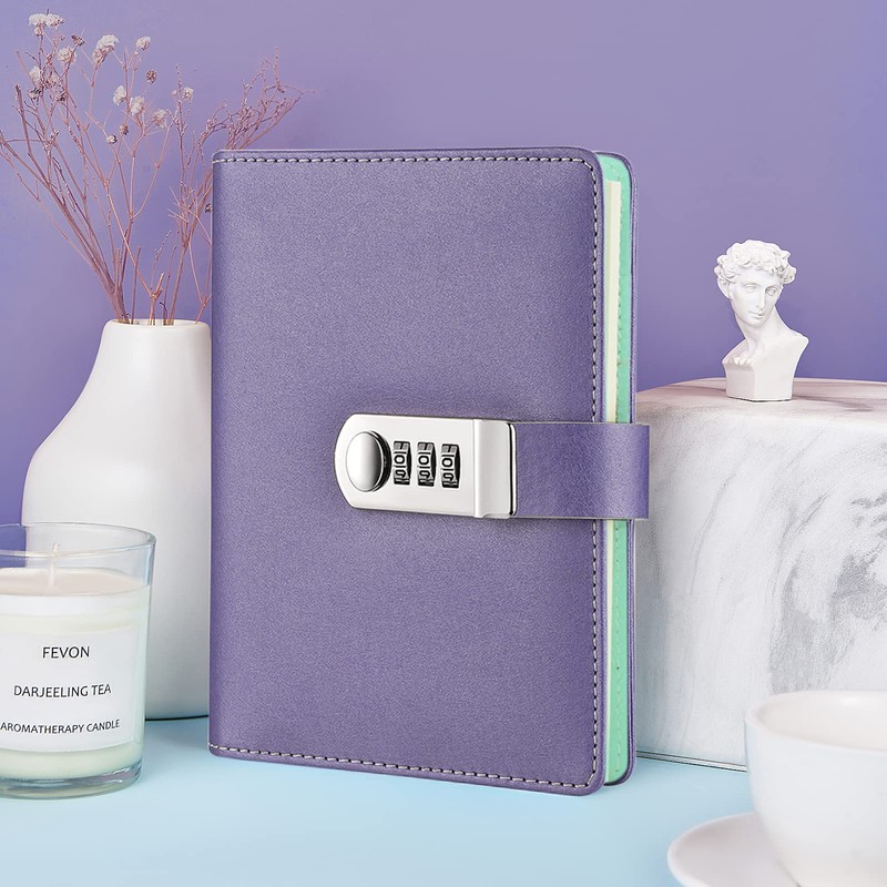 NectaRoy Lock Journal Lockable Refillable Diary, PU Leather Cover Writing