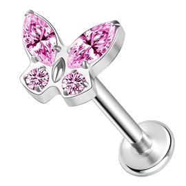 ESHIONER 1 x Nose Piercing Stud G23 Titanium Hypoallergenic, Titanium