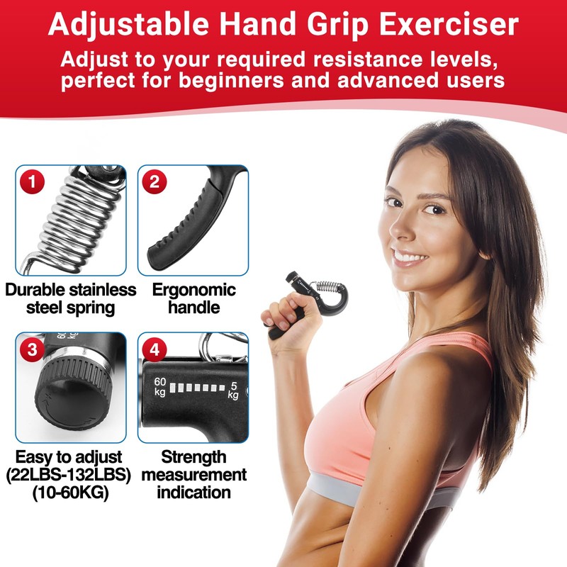 Tilcore Grip Strength Tester & Trainer - Handheld Dynamometer, Strengthener,