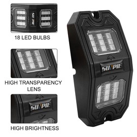 SUNPIE Wide Angle 8 Pods Blue Rock Lights for Off Road Truck Car ATV UTV SUV Motorcycle Under Body Glow Light Lamp Fender Lighting, 32.8Ft Extension Wires Provided