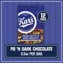 Kar’s Nuts Peanut Butter ‘N Dark Chocolate Trail Mix – 5.5 oz Snack Mix, Pack of 12 - Gluten-Free Snack Mix