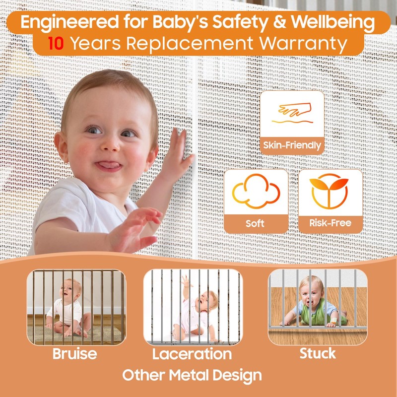 180" Extra Wide Retractable Baby Gates for Large Openings, 42"
