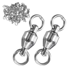 M METERXITY 30-Pack Ball Bearing Fishing Swivels, 8# 1.42In (36mm) Stainless Steel Lure Leader Line Connector for Fishing/Saltwater/Freshwater, High Strength Welded Ring [Silver]