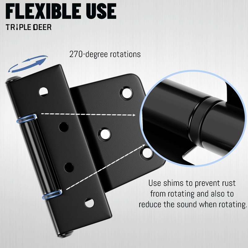 TRIPLE DEER 3.5 Inch Heavy Duty Gate Hinges, Extra Thick