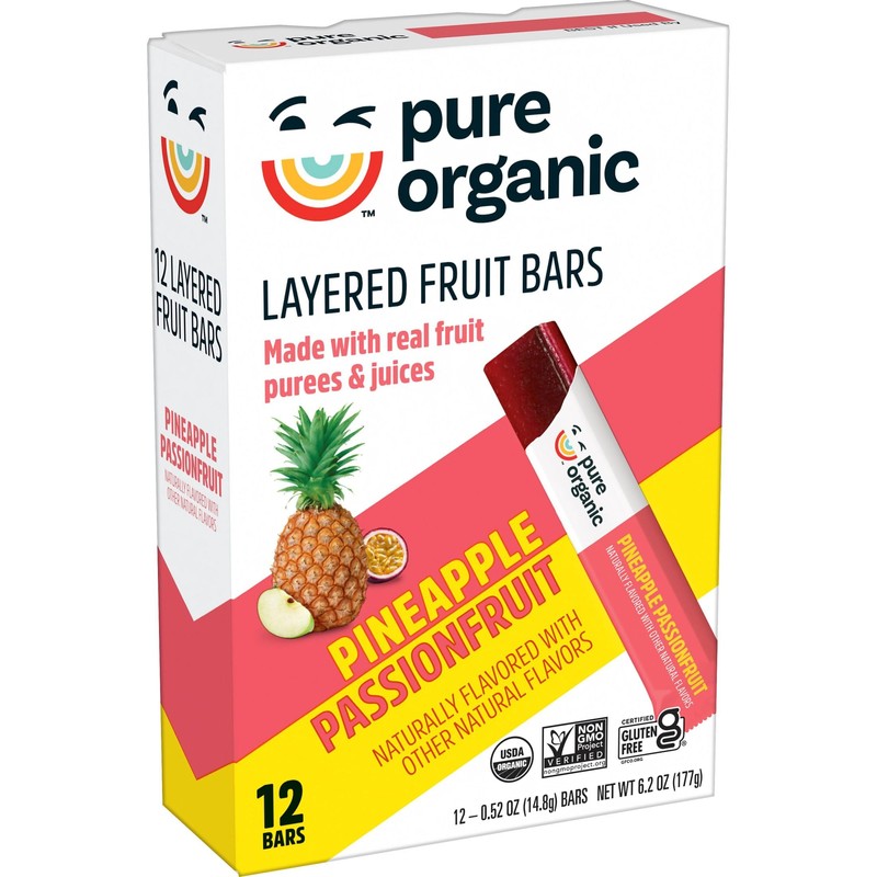 Pure Organic Layered Fruit Bars, Gluten Free, Vegan Fruit Snacks,