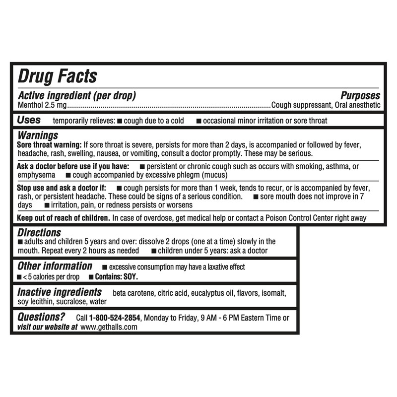 HALLS Minis Honey Lemon Flavor Sugar Free Cough Drops, 48