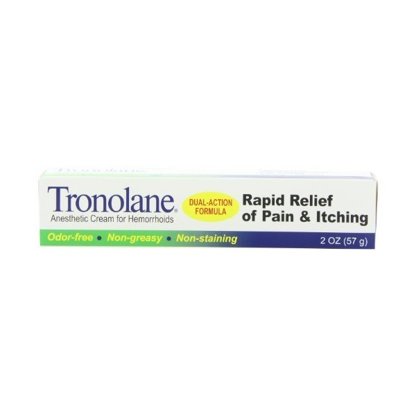 Tronolane Anesthetic Cream for Hemorrhoids, Dual-Action Formula, 2 Ounce