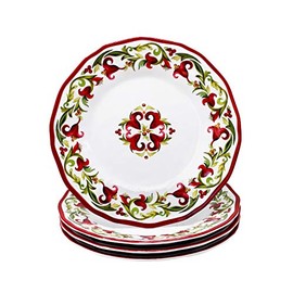 Le Cadeaux Vischio Holiday Collection Melamine Salad Plate, Set of 4