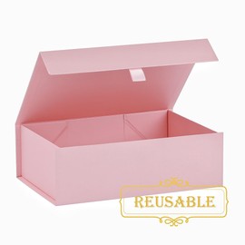 PLINJOY 5 Pcs Pink Gift Box for Presents 10.8x7.5x3.5 Inches Magnetic Gift Boxes with Lid Luxury Gift Box for Rectangle Collapsible for Bridesmaid, Wedding, Birthday Gift Packging