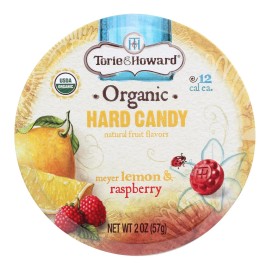 UD_Torie and Howard Organic Assorted Flavor Hard Candy 2 oz Lemon and Raspberry Packaged in Coated Bottles Case of 8