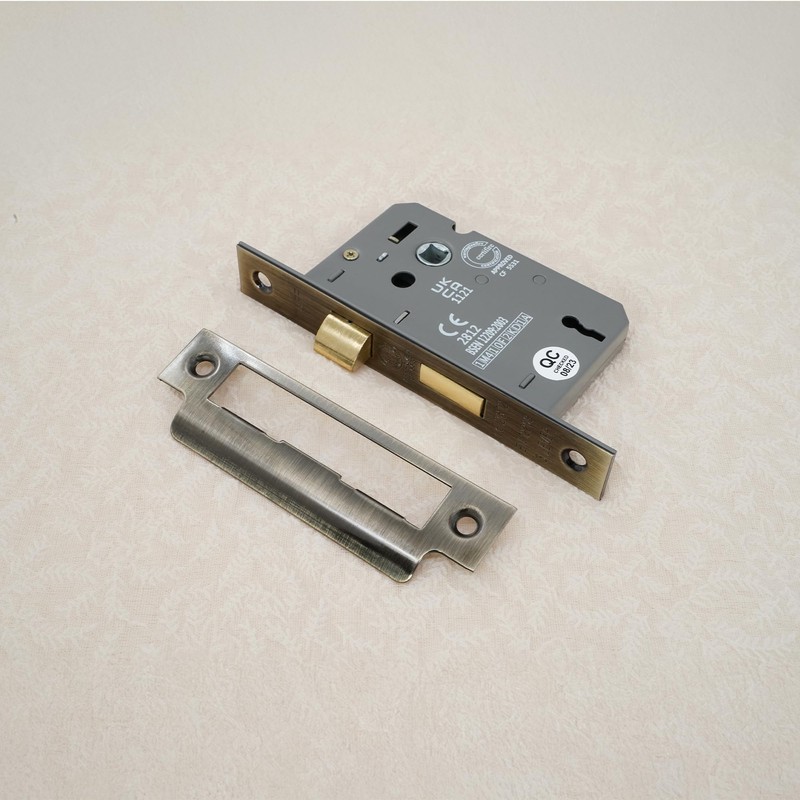 Infinity Decor Fire Rated Antique Brass 3 Lever Mortice Sash