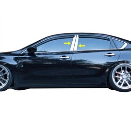 Made in USA! Compatible with 2013-2018 Nissan Altima 4 Door 6PC Stainless Steel Chrome Pillar Post Trim