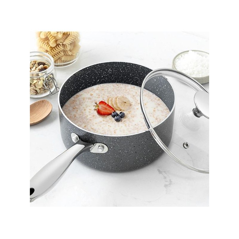 MICHELANGELO Sauce Pan with Glass Lid, Granite Nonstick Sauce Pan