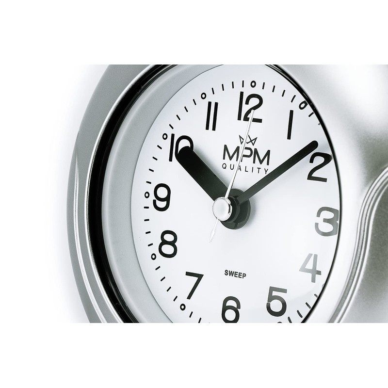MPM Quality Design Plastic Bathroom Clock, Quartz Movement Sweep, 3-5