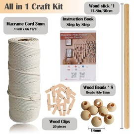 suo long Macarame Kit for Beginner to Making Photo Wall Hanging Decor Macarame Wall Hanging Kit for Adults Starter with Macrame Cord 3mm Instructions Book Easy DIY Craft Set