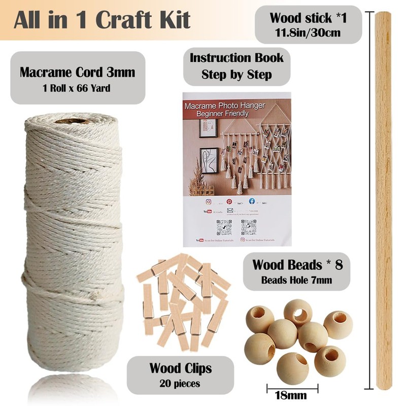 suo long Macarame Kit for Beginner to Making Photo Wall