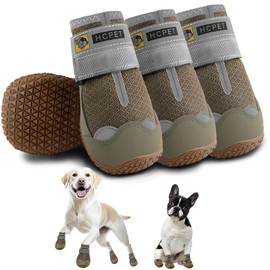 Hcpet Paw Protector Dog Boots, Dog Shoes with Reflective Straps, Puppy Shoes for Small Medium Dogs Outdoors, Paw Protection, Pack of 4