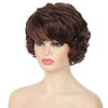 Kaneles Short Brown Curly Wavy Wig with Hair Bangs Synthetic