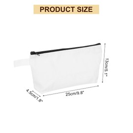 sourcing map Canvas Makeup Bags, 10 Pcs Travel Cosmetic Bags Bulk, Multipurpose Plain Toiletry Zipper Pouches Blank DIY Craft Bags Pencil Bag for Women Teens, White