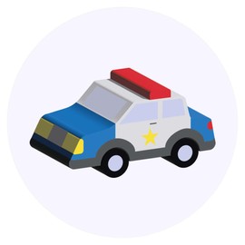 24 x 40mm Round 'Toy Police Car' Stickers (SK00070439)