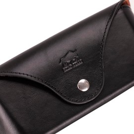 Solo Pelle ROAN Glasses Case Genuine Leather Glasses Case with Magnetic Closure Sunglasses Case, black