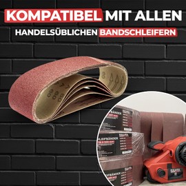 RIKAMA® 5 Sanding Belts 100 x 560 mm in Mix, 1 Belt Each Grit 40, 60, 80, 120 and 240, Fabric Sanding Belts for Belt Sanders, for Hobby and Professional Workshops (5, 100 x 560 mm)