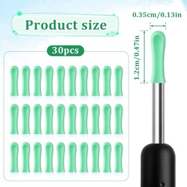 Ear Wax Removal Replacement Tips for Ear Camera 30Pcs Ear Spoon Tips for Wet/Dry Ear Ear Cleaner Tips Wax Cleaning Ear Spoons Tips Silicone Soft Cleaning Reuse Cap for Ear Wax Removal (Green)