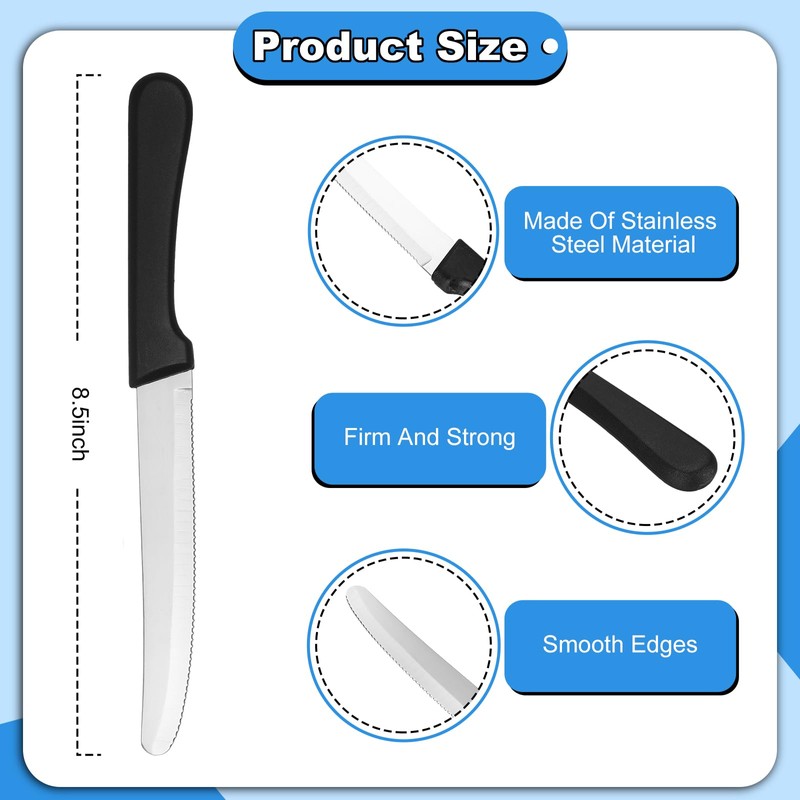 Geelin 50 Pieces 8.5 Inch Rounded Serrated Blade Steak Knives