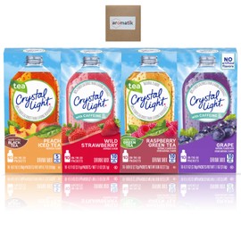 Crystal Light On-The-Go Drink Mix Variety Pack - 10 Packets Each Flavor, 4 Flavor Packs | Sugar-Free, Low-Calorie | Caffeinated & Caffeine-Free Options | Includes Exclusive Aromatik™ Damage-Proof Packaging (4 Boxes, With Caffeine Variety 1)