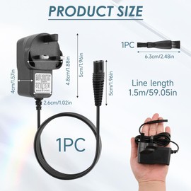 12V Shaver Charger for Braun, for Braun Shaver Charger Cable Series,Beard Trimmer Charger Trimmer Beard 3 Pin Chargers Power Lead with Brush, for Braun Chargers 3000BT 3010bt 9295 380s-4 7893s 3000s