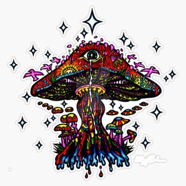 Psychedelic Mushroom Sticker Vinyl Waterproof Sticker Decal Car Laptop Wall Window Bumper Sticker 5"
