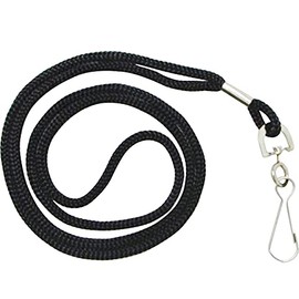 Kemp USA Economy Rope Lanyard - Soft Nylon Lanyards for ID Badges, 19” Long, 6 Warp Thickness - With Swivel J-Hooks for Easy Attachment - Keychain & ID Badge Holder - Black