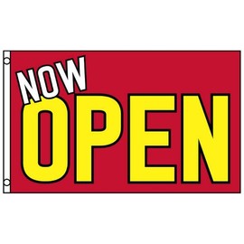 Home and Holiday Flags Now Open Flag Red Yellow Business Banner 3x5 Foot Advertising Grand Opening Sign