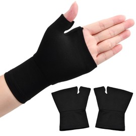 1 Pair Wrist Brace Thumb Support Sports Wrist Bandages for Left Right Elastic Wrap Band with Compression for Carpal Tunnel Syndrome Fitness Men Women Black (M)