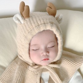 Baby Balaclava Hat Scarf Neck Warmer One-Piece Knit for Autumn and Winter lf2699 - One Size (5 Months-2 Years, 45-48cm Average) Pink 3ea