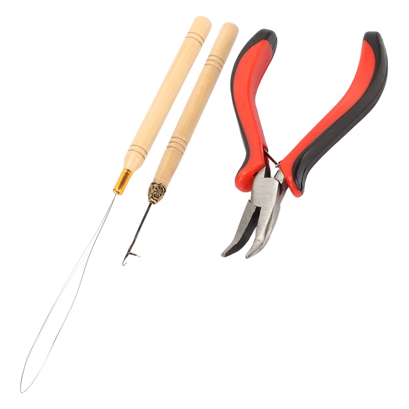 Hair Extension Tool Kit with Silicone Rings Crochet Pulling Hook