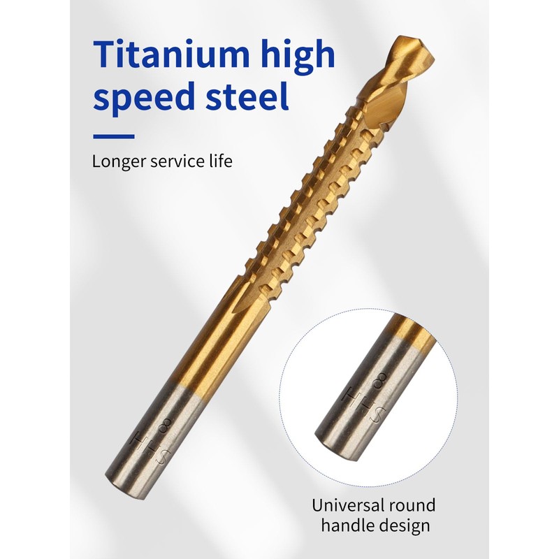 Rocaris 8 Pack Titanium Coated HSS Twist Drill Bits, 3-10mm