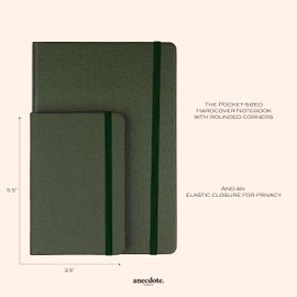 ANECDOTE. Small Notebook (Evergreen)- Premium Quality Pocket Journal for Writing Notes - Compact, Durable, Ideal Travel Journal for Notes & Lists - Expand Your Creative Potential!